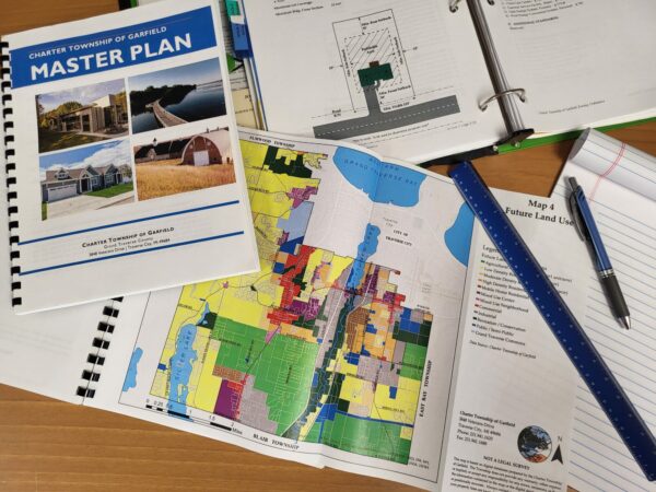 master plan photo 2025 Garfield Township master plan and colorful land use maps.